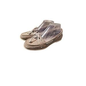 Sperry Top Sider gray Audrey‎ satin piping size 7M
